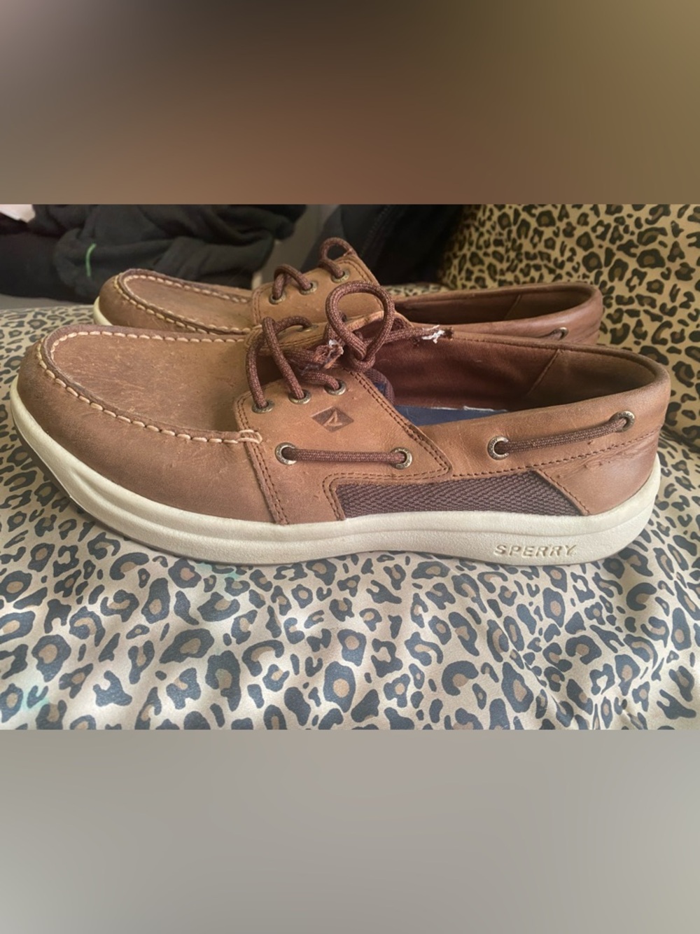 Sperry Brown Leather & Canvas Two-Tone Boat Shoes